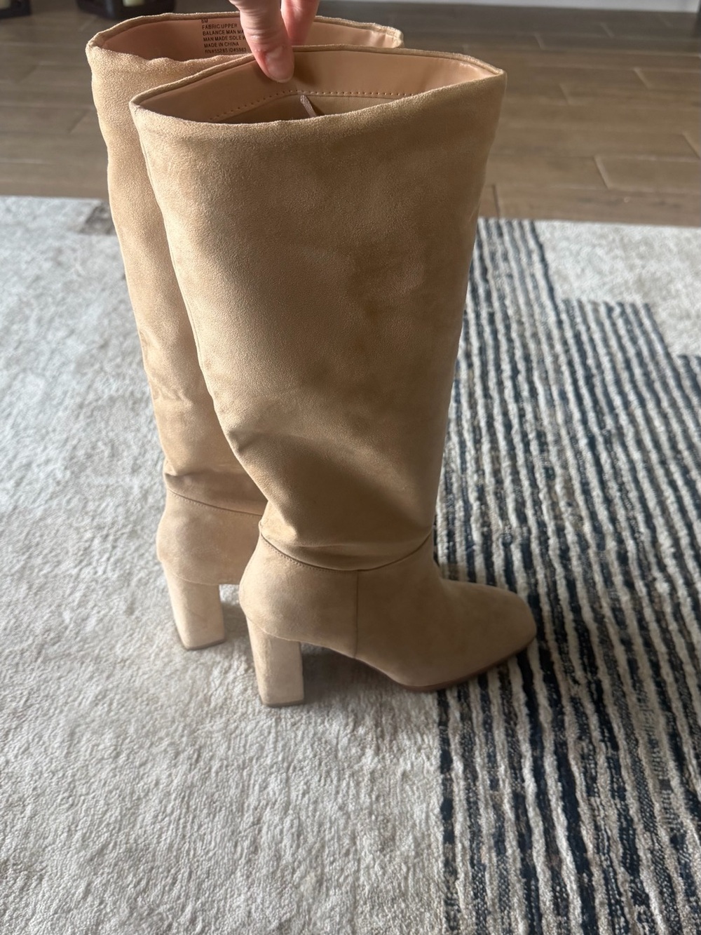 Express Tan Suede Mid-Calf Block Heel Boots